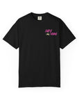 Black t-shirt with 'Salty Vibes' text on a white background