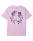 Pink t-shirt with 'Salty Vibes' graphic design on a white background
