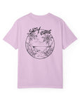 Pink t-shirt with 'Salty Vibes' graphic design on a white background