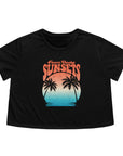CHASING SUNSET Women's Flowy Cropped Tee Black T-Shirt