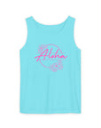 Aloha Floral Garment-Dyed Tank Top – Tropical Comfort & Style Lagoon Blue Tank Top