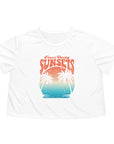 CHASING SUNSET Women's Flowy Cropped Tee White T-Shirt
