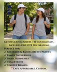 10x10 Custom Apparel Bundle – 10 Hats + 10 T-Shirts | DTF Printed T-Shirt