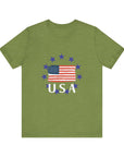 USA Womens Jersey Short Sleeve Tee Shirt Heather Green T-Shirt