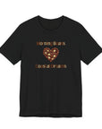 Black t-shirt with 'Morning Beans Coastal Dreams' text and heart design on a white background