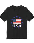 USA Men's Jersey Short Sleeve T-Shirt Solid Black Blend T-Shirt
