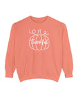 Sweatshirt - White Outlined Pumpkin Thankful Design Terracotta Sweatshirt