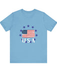 USA Womens Jersey Short Sleeve Tee Shirt Ocean Blue T-Shirt