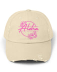 Aloha Floral Distressed Cap - Relaxed Floral Hat for Beach Vibes and Casual Days Stone One size Hats