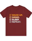WAKE UP GRIND SLEEP REPEAT Men's Sleeve Tee Cardinal T-Shirt