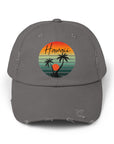 Hawaii Vintage Distressed Cap - Unisex Palm Tree Design Nickel One size Hats