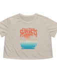 CHASING SUNSET Women's Flowy Cropped Tee Heather Dust T-Shirt