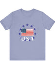 USA Womens Jersey Short Sleeve Tee Shirt Lavender Blue T-Shirt
