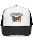 Trucker Hat — "Bad Decisions Make Great Stories" Foam Mesh Cap
