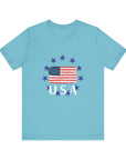 USA Womens Jersey Short Sleeve Tee Shirt Turquoise T-Shirt