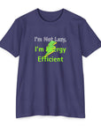 Purple t-shirt with humorous text design on a white background