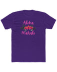 Aloha Mahalo Floral Cotton Crew Tee - Perfect for Tropical Vibes and Summer Celebrations Solid Purple Rush T-Shirt