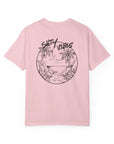 Pink t-shirt with 'Salty Vibes' graphic design on a white background