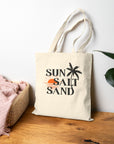 Canvas Tote Bag - Sun, Salt, Sand Design for Spring and Summer Bags