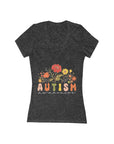 AUTISM Awareness Women's Deep V-Neck Tee Dark Grey Heather V-neck