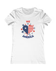 WE LOVE AMERICA Women's Fitted Tee Shirt White T-Shirt
