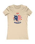 WE LOVE AMERICA Women's Fitted Tee Shirt Soft Cream T-Shirt