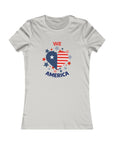 WE LOVE AMERICA Women's Fitted Tee Shirt Silver T-Shirt