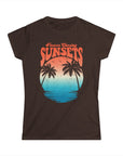 FOREVER CHASING SUNSET Women's Fitted Softstyle Tee Shirt Dark Chocolate 2XL T-Shirt