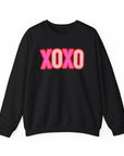 Crewneck Sweatshirt with XOXO Hugs and Kisses Design Black Sweatshirt