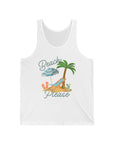 Beach Please Jersey Tank – Summer Vibes, Vacation Essential, Gift for Beach Lovers White Tank Top