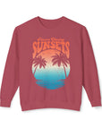 CHASING SUNSET Women's Lightweight Crewneck Sweatshirt Crimson Sweatshirt
