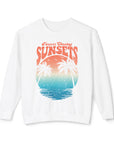 CHASING SUNSET Women's Lightweight Crewneck Sweatshirt White Sweatshirt