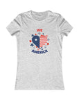 WE LOVE AMERICA Women's Fitted Tee Shirt Athletic Heather T-Shirt