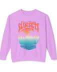 CHASING SUNSET Women's Lightweight Crewneck Sweatshirt Neon Violet Sweatshirt