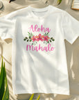 Aloha Mahalo Floral Cotton Crew Tee - Perfect for Tropical Vibes and Summer Celebrations T-Shirt