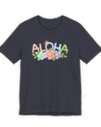 Aloha Blossum Women's Tee - Vibrant Style Heather Midnight Navy T-Shirt