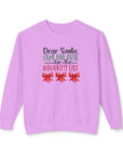 Christmas Lightweight Sweatshirt - Dear Santa I am too cute Neon Violet Sweatshirt