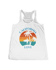 California Love - Women's Flowy Fitted Racerback Tank White Tank Top