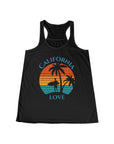 California Love - Women's Flowy Fitted Racerback Tank Black Tank Top