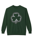 Unisex Softstyle Fleece Crewneck Sweatshirt - Green Shamrock Design for St. Patrick's Day Forest Green Sweatshirt