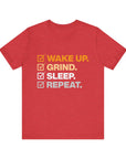 WAKE UP GRIND SLEEP REPEAT Men's Sleeve Tee Heather Red T-Shirt