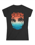 FOREVER CHASING SUNSET Women's Fitted Softstyle Tee Shirt Black T-Shirt