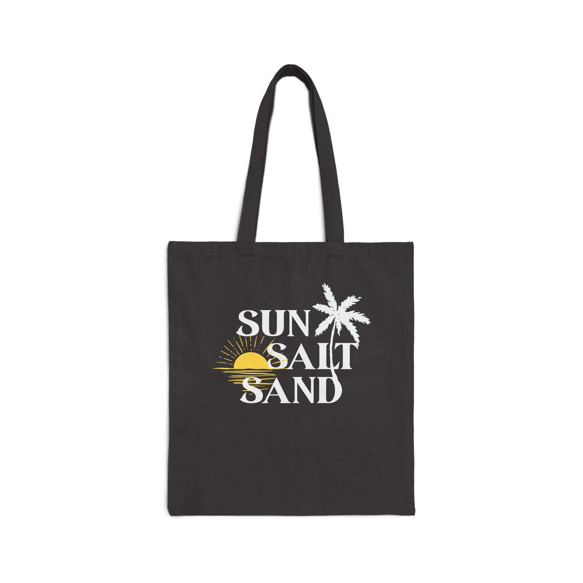 Canvas Tote Bag - Sun, Salt, Sand Design for Spring and Summer Black 15" x 16" Bags