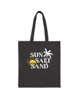 Canvas Tote Bag - Sun, Salt, Sand Design for Spring and Summer Black 15" x 16" Bags
