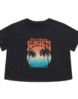 CHASING SUNSET Women's Flowy Cropped Tee Dark Grey Heather T-Shirt