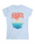 FOREVER CHASING SUNSET Women's Fitted Softstyle Tee Shirt Light Blue T-Shirt