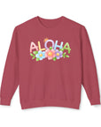 Aloha Blossom Crewneck Sweatshirt - Women's Sweatshirt for Summer Vibes Crimson Sweatshirt