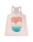 CHASING SUNSET Women's Flowy Racerback Tank Soft Pink Tank Top