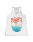 CHASING SUNSET Women's Flowy Racerback Tank White Tank Top