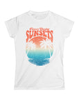 FOREVER CHASING SUNSET Women's Fitted Softstyle Tee Shirt White T-Shirt